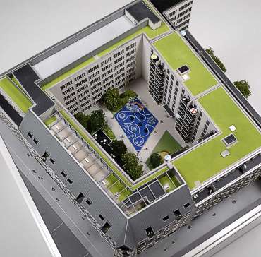 Architekturmodell eines Hotels in München