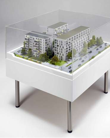 Architekturmodell einer Wohnanlage in München, Leopoldstraße