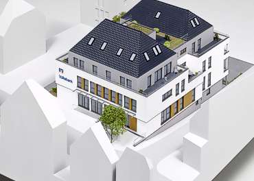 Architekturmodell einer Volksbank-Filiale